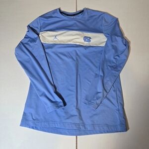Nike Air Jordan Elite UNC Long Sleeve Shirt Mens XL Blue White Tar Heels Jumpman